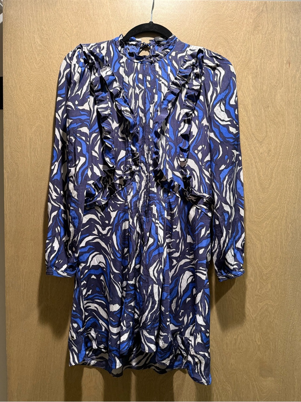 Isabel Marant Navy, Royal & White Silk Print Mini Dress